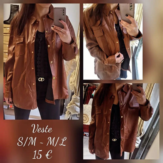 Veste simili cuir camel