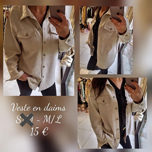 Veste en daims beige